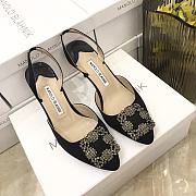 	 MANOLO BLAHNIK Hangisli 7cm Black Slingback Pumps - 4