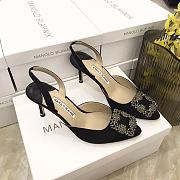 	 MANOLO BLAHNIK Hangisli 7cm Black Slingback Pumps - 3