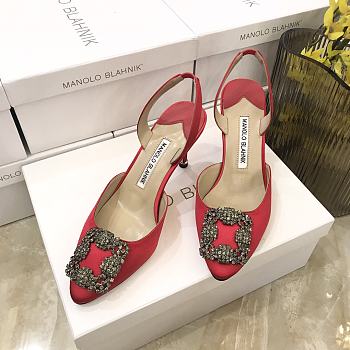 MANOLO BLAHNIK Hangisli 7cm Red Slingback Pumps