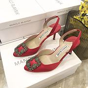 MANOLO BLAHNIK Hangisli 7cm Red Slingback Pumps - 5