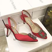 MANOLO BLAHNIK Hangisli 7cm Red Slingback Pumps - 4
