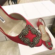 MANOLO BLAHNIK Hangisli 7cm Red Slingback Pumps - 3