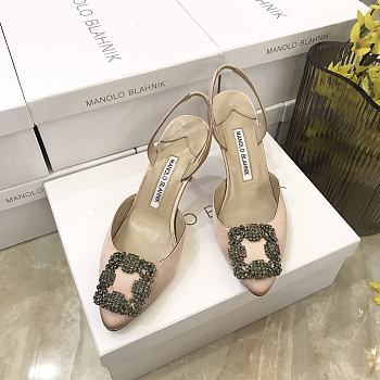 MANOLO BLAHNIK Hangisli 7cm Light Pink Slingback Pumps