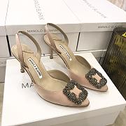 MANOLO BLAHNIK Hangisli 7cm Light Pink Slingback Pumps - 6