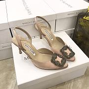 MANOLO BLAHNIK Hangisli 7cm Light Pink Slingback Pumps - 5