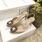 MANOLO BLAHNIK Hangisli 7cm Light Pink Slingback Pumps - 3