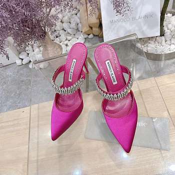 Manolo Blahnik Lutara Crystal-Embellished 90mm Mules In Pink