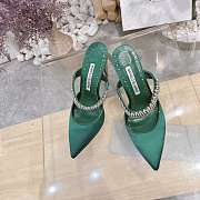 Manolo Blahnik Lutara Crystal-Embellished 90mm Mules In Green - 1
