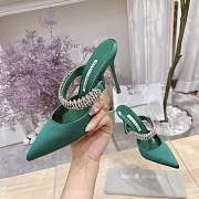 Manolo Blahnik Lutara Crystal-Embellished 90mm Mules In Green - 6