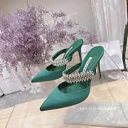 Manolo Blahnik Lutara Crystal-Embellished 90mm Mules In Green - 4