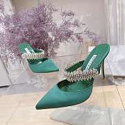 Manolo Blahnik Lutara Crystal-Embellished 90mm Mules In Green - 3