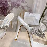 Manolo Blahnik Lutara Crystal-Embellished 90mm Mules In White - 5