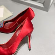 	 Manolo Blahnik Emerald Red Hangisi Buckle Satin Pumps 10cm - 5