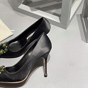 	 Manolo Blahnik Emerald Black Hangisi Buckle Satin Pumps 10cm - 5