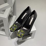 	 Manolo Blahnik Emerald Black Hangisi Buckle Satin Pumps 10cm - 4