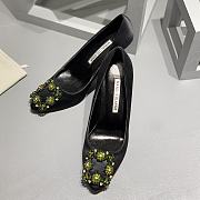 	 Manolo Blahnik Emerald Black Hangisi Buckle Satin Pumps 10cm - 3