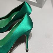 Manolo Blahnik Emerald Green Hangisi Buckle Satin Pumps 10cm - 3