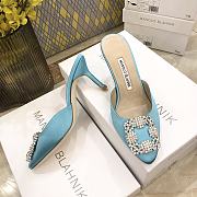 	 Manolo Blahnik Hangisimu mules in light blue - 3