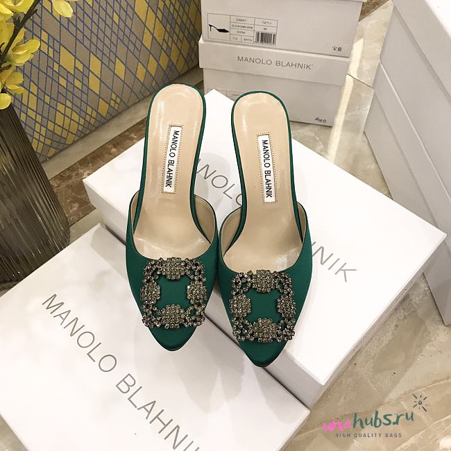 	 Manolo Blahnik Hangisimu mules in green - 1