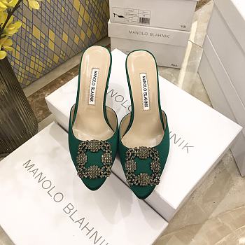 	 Manolo Blahnik Hangisimu mules in green
