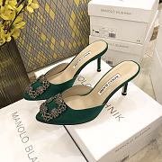 	 Manolo Blahnik Hangisimu mules in green - 2