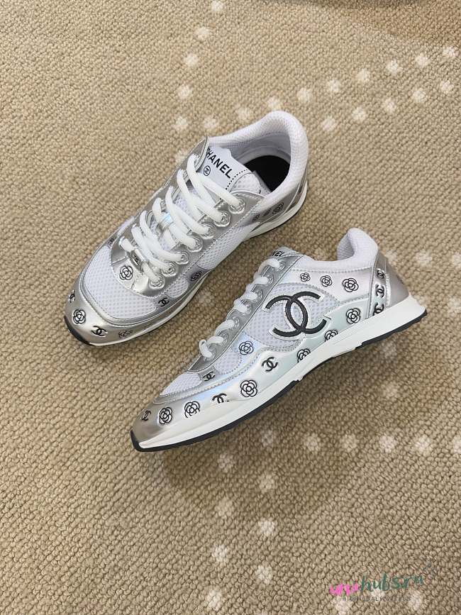 	 Chanel Silver Sneakers - 1