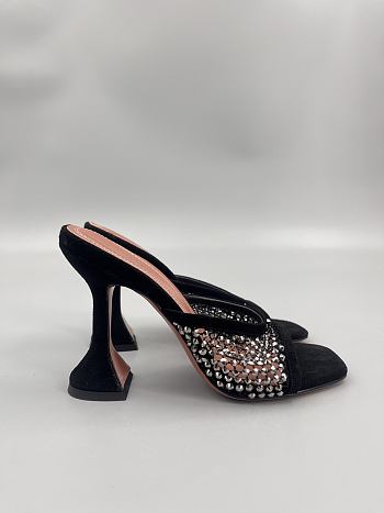Amina Muaddi Lupita 95 suede-trimmed mesh mules in black 