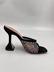 Amina Muaddi Lupita 95 suede-trimmed mesh mules in black  - 6