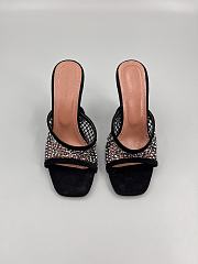 Amina Muaddi Lupita 95 suede-trimmed mesh mules in black  - 3