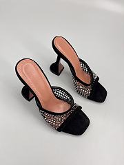 Amina Muaddi Lupita 95 suede-trimmed mesh mules in black  - 2