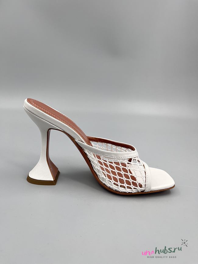 Amina Muaddi White Leather Lupita Net Mules 95 - 1