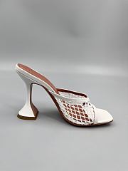 Amina Muaddi White Leather Lupita Net Mules 95 - 1