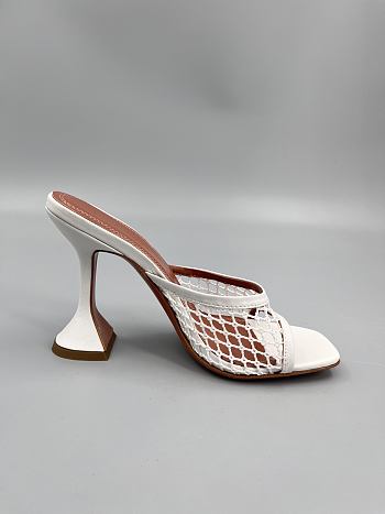 Amina Muaddi White Leather Lupita Net Mules 95