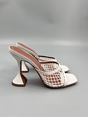 Amina Muaddi White Leather Lupita Net Mules 95 - 6