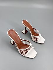 Amina Muaddi White Leather Lupita Net Mules 95 - 4