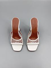 Amina Muaddi White Leather Lupita Net Mules 95 - 3