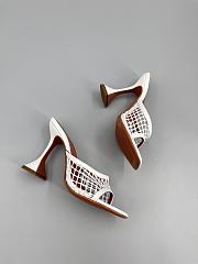 Amina Muaddi White Leather Lupita Net Mules 95 - 2