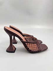 	 Amina Muaddi Brown Leather Lupita Net Mules 95 - 1