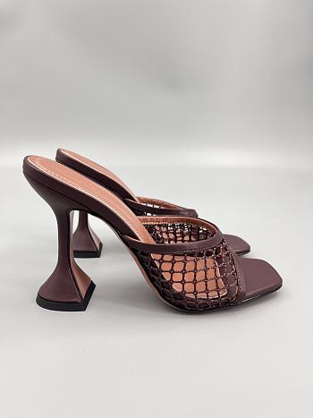	 Amina Muaddi Brown Leather Lupita Net Mules 95