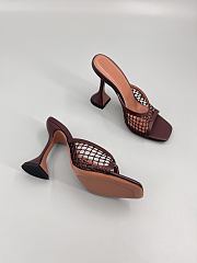 	 Amina Muaddi Brown Leather Lupita Net Mules 95 - 5