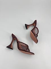 	 Amina Muaddi Brown Leather Lupita Net Mules 95 - 4