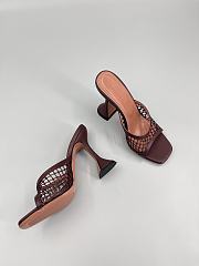 	 Amina Muaddi Brown Leather Lupita Net Mules 95 - 3