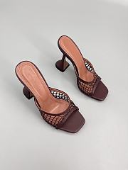 	 Amina Muaddi Brown Leather Lupita Net Mules 95 - 2