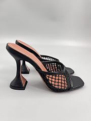 	 Amina Muaddi Black Leather Lupita Net Mules 95 - 1