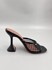 	 Amina Muaddi Black Leather Lupita Net Mules 95 - 6
