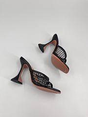 	 Amina Muaddi Black Leather Lupita Net Mules 95 - 5