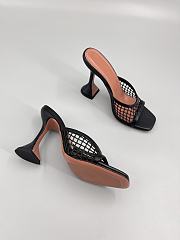 	 Amina Muaddi Black Leather Lupita Net Mules 95 - 3