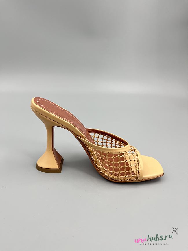 	 Amina Muaddi Yellow Leather Lupita Net Mules 95 - 1