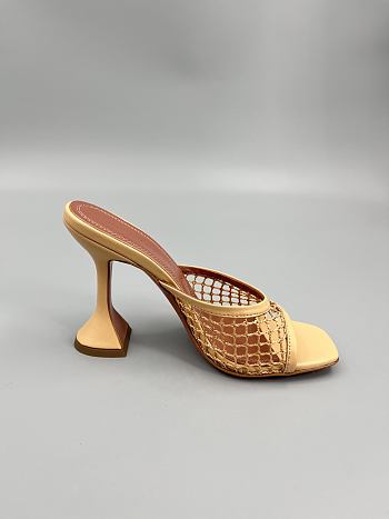 	 Amina Muaddi Yellow Leather Lupita Net Mules 95