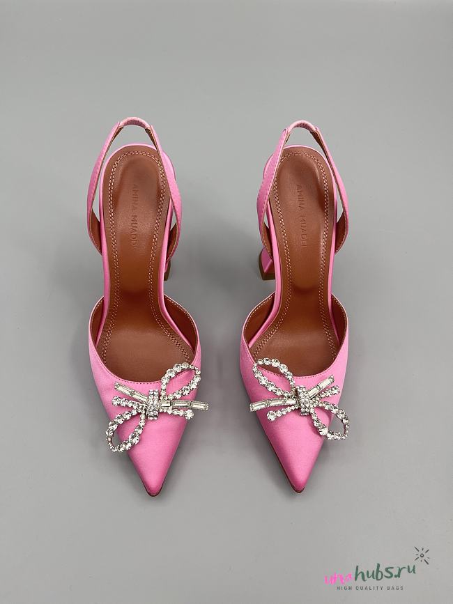 	 Amina Muaddi Pink Rosie Sling Heels 9.5cm - 1